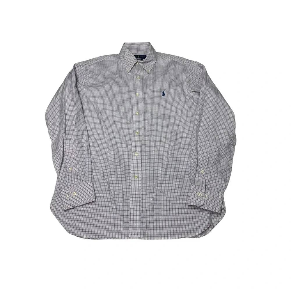 Polo Ralph Lauren Tattersall Check Shirt Mens 15.5 34/35 Pink Blue FLAW